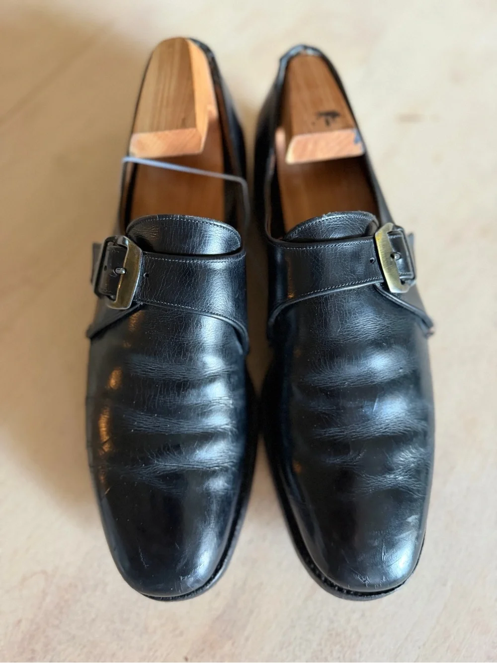 Vintage Allen Edmond DraKe Single Monk Strap Leather Formal Shoes Black Mens 11